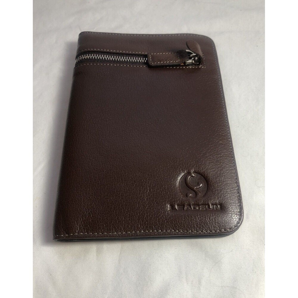 Wallet Leather Brown Womens Leadsun Brown Bi-fold Zipper Card Holder